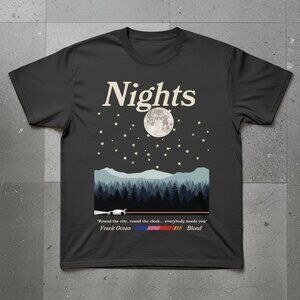 Nights Moon Graphic T-Shirt – Retro Night Sky Landscape Tee